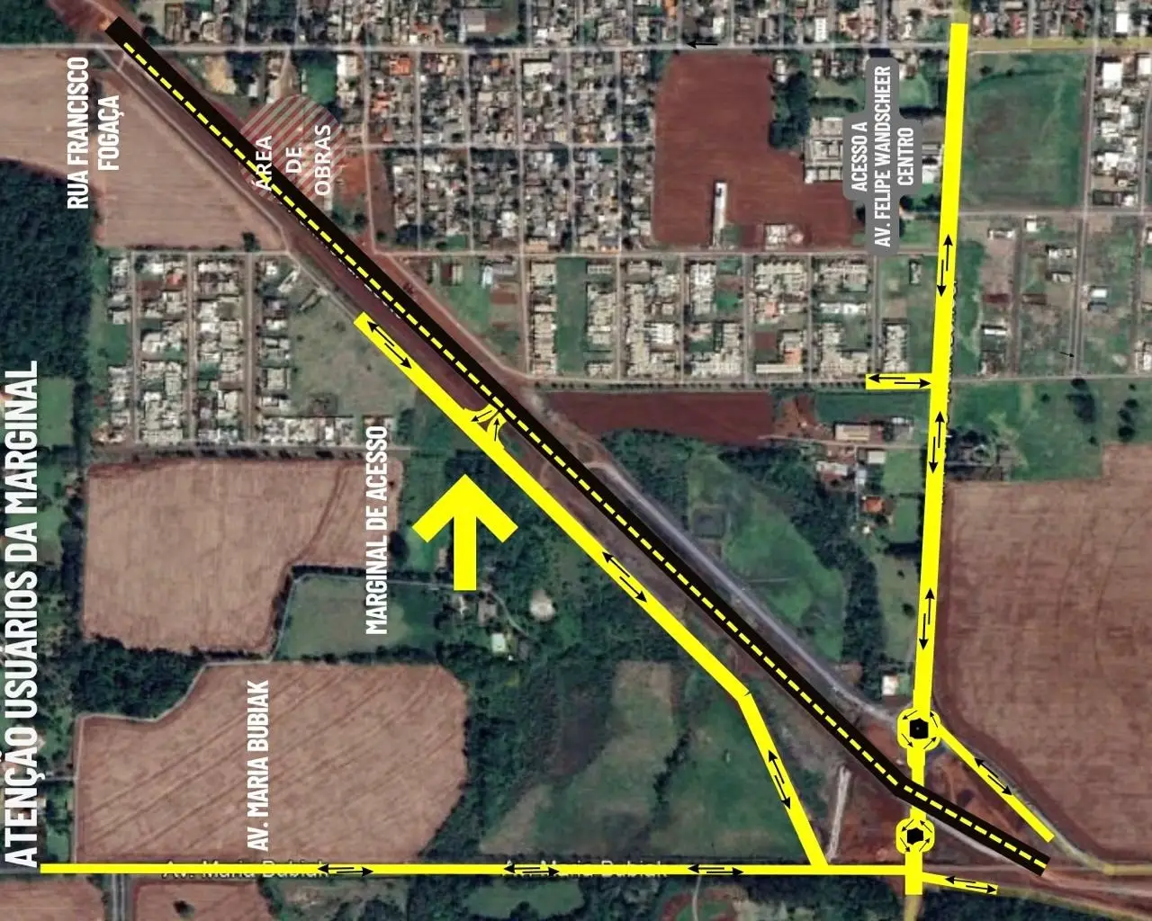 Marginal entre Avenida Bubiak e Bairro Floratta