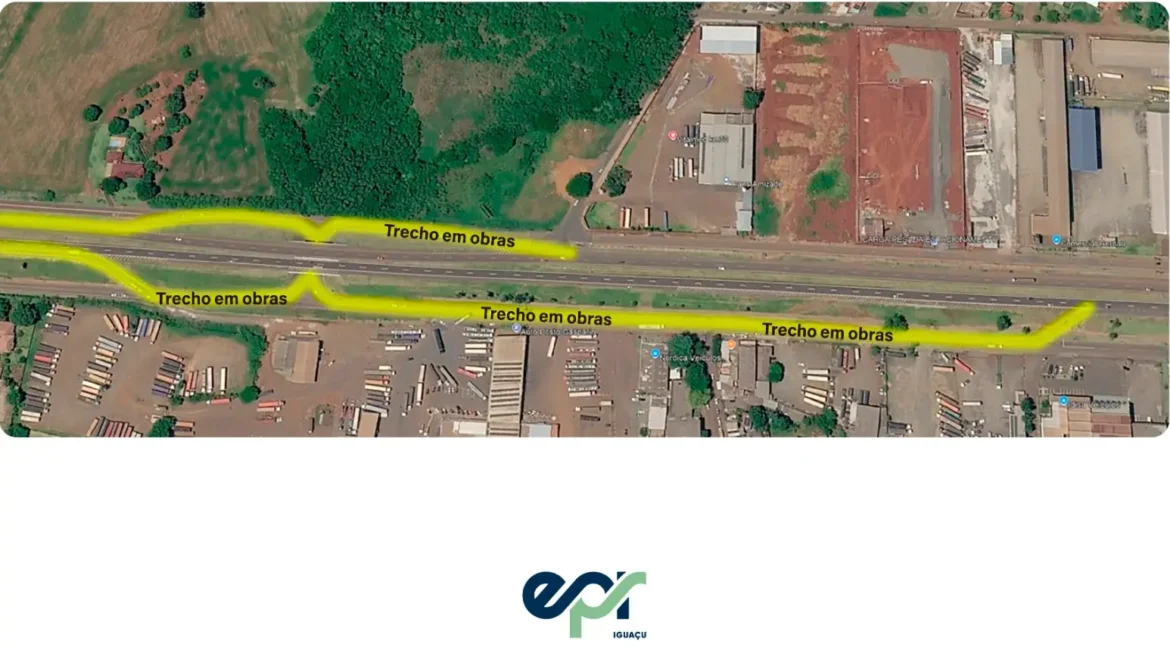 Obras de recomposição do pavimento na BR-277 em Foz do Iguaçu